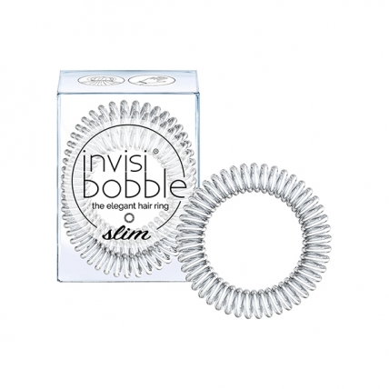 Invisibobble SLIM Sweet Chrome - Резинка-браслет для волос, мерцающая серебряная, 3шт