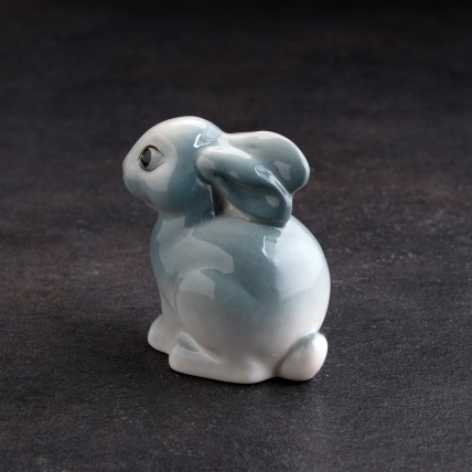Сувенир Кролик серый, фарфор, эффектарная глазурь, 6,5см