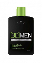Schwarzkopf Professional 3D Men Hair&amp;Body Shampoo - Шампунь для волос и тела, 250мл