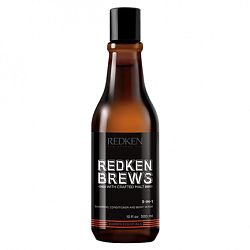 Redken Brews 3in1 - Шампунь, кондиционер и гель для душа, 300мл