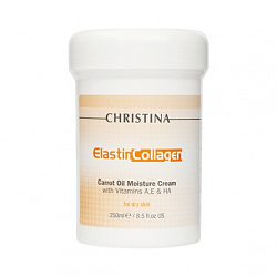 Christina Elastin Collagen Carrot Oil Moisture Cream with Vit. A, E & HA - Крем увлажняющий с морковным маслом, коллагеном и эластином для сухой кожи, 250мл