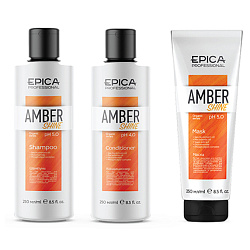 Epica Amber Shine Organic - Набор (шампунь 250мл+кондиционер 250мл+маска 250мл)