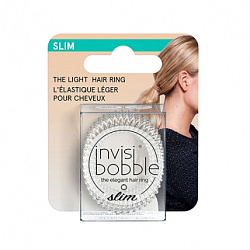 Invisibobble Slim Crystal Clear - Резинка-браслет для волос, прозрачный (с подвесом), 3шт