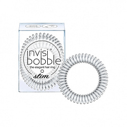 Invisibobble SLIM Sweet Chrome - Резинка-браслет для волос, мерцающая серебряная, 3шт