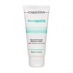 Christina Elastin Collagen Placental Enzyme Moisture Cream with Vit. A, E & HA – Увлажняющий крем с плацентой, энзимами, коллагеном и эластином для жирной и комбинированной кожи, 60мл